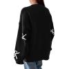 imagePRETTYGARDEN Fall Long Sleeve Pullover Sweaters for Women 2025 Trendy Crewneck Casual Cute Bow Chunky Knit Oversized SweaterBlack