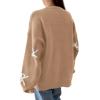 imagePRETTYGARDEN Fall Long Sleeve Pullover Sweaters for Women 2025 Trendy Crewneck Casual Cute Bow Chunky Knit Oversized SweaterCamel
