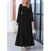 imagePRETTYGARDEN Fall Wedding Guest Dresses for Women 2025 Long Sleeve Square Neck Tiered A Line Modest Elegant Flowy DressesBlack
