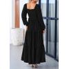 imagePRETTYGARDEN Fall Wedding Guest Dresses for Women 2025 Long Sleeve Square Neck Tiered A Line Modest Elegant Flowy DressesBlack