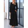 imagePRETTYGARDEN Fall Wedding Guest Dresses for Women 2025 Long Sleeve Square Neck Tiered A Line Modest Elegant Flowy DressesBlack