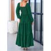 imagePRETTYGARDEN Fall Wedding Guest Dresses for Women 2025 Long Sleeve Square Neck Tiered A Line Modest Elegant Flowy DressesDark Green