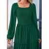 imagePRETTYGARDEN Fall Wedding Guest Dresses for Women 2025 Long Sleeve Square Neck Tiered A Line Modest Elegant Flowy DressesDark Green