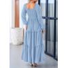 imagePRETTYGARDEN Fall Wedding Guest Dresses for Women 2025 Long Sleeve Square Neck Tiered A Line Modest Elegant Flowy DressesLight Blue