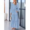 imagePRETTYGARDEN Fall Wedding Guest Dresses for Women 2025 Long Sleeve Square Neck Tiered A Line Modest Elegant Flowy DressesLight Blue