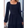 imagePRETTYGARDEN Fall Wedding Guest Dresses for Women 2025 Long Sleeve Square Neck Tiered A Line Modest Elegant Flowy DressesNavy