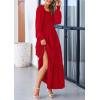 imagePRETTYGARDEN Fall Wedding Guest Dresses for Women 2025 Long Sleeve Square Neck Tiered A Line Modest Elegant Flowy DressesRed