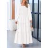 imagePRETTYGARDEN Fall Wedding Guest Dresses for Women 2025 Long Sleeve Square Neck Tiered A Line Modest Elegant Flowy DressesWhite