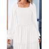 imagePRETTYGARDEN Fall Wedding Guest Dresses for Women 2025 Long Sleeve Square Neck Tiered A Line Modest Elegant Flowy DressesWhite