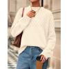 imagePRETTYGARDEN Oversized Sweaters for Women 2025 Fall Cute Cable Knit Long Sleeve Crewneck Chunky Pullover Tops Winter ClothingBeige
