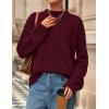 imagePRETTYGARDEN Oversized Sweaters for Women 2025 Fall Cute Cable Knit Long Sleeve Crewneck Chunky Pullover Tops Winter ClothingBurgundy