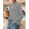imagePRETTYGARDEN Oversized Sweaters for Women 2025 Fall Cute Cable Knit Long Sleeve Crewneck Chunky Pullover Tops Winter ClothingGrey