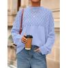 imagePRETTYGARDEN Oversized Sweaters for Women 2025 Fall Cute Cable Knit Long Sleeve Crewneck Chunky Pullover Tops Winter ClothingLight Blue