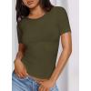imagePRETTYGARDEN Women 2025 Summer Crew Neck Short Sleeve Tops Ribbed Knit Slim Fit Fashion Basic Tee Shirts Casual Going Out TopArmy Green