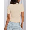 imagePRETTYGARDEN Women 2025 Summer Crew Neck Short Sleeve Tops Ribbed Knit Slim Fit Fashion Basic Tee Shirts Casual Going Out TopBeige