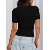 imagePRETTYGARDEN Women 2025 Summer Crew Neck Short Sleeve Tops Ribbed Knit Slim Fit Fashion Basic Tee Shirts Casual Going Out TopBlack