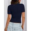 imagePRETTYGARDEN Women 2025 Summer Crew Neck Short Sleeve Tops Ribbed Knit Slim Fit Fashion Basic Tee Shirts Casual Going Out TopDark Blue