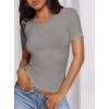 imagePRETTYGARDEN Women 2025 Summer Crew Neck Short Sleeve Tops Ribbed Knit Slim Fit Fashion Basic Tee Shirts Casual Going Out TopGrey