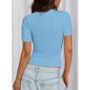 imagePRETTYGARDEN Women 2025 Summer Crew Neck Short Sleeve Tops Ribbed Knit Slim Fit Fashion Basic Tee Shirts Casual Going Out TopLight Blue