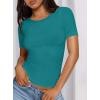 imagePRETTYGARDEN Women 2025 Summer Crew Neck Short Sleeve Tops Ribbed Knit Slim Fit Fashion Basic Tee Shirts Casual Going Out TopMalachite Green