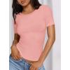 imagePRETTYGARDEN Women 2025 Summer Crew Neck Short Sleeve Tops Ribbed Knit Slim Fit Fashion Basic Tee Shirts Casual Going Out TopPink