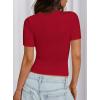 imagePRETTYGARDEN Women 2025 Summer Crew Neck Short Sleeve Tops Ribbed Knit Slim Fit Fashion Basic Tee Shirts Casual Going Out TopRed