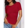 imagePRETTYGARDEN Women 2025 Summer Crew Neck Short Sleeve Tops Ribbed Knit Slim Fit Fashion Basic Tee Shirts Casual Going Out TopRed