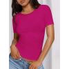 imagePRETTYGARDEN Women 2025 Summer Crew Neck Short Sleeve Tops Ribbed Knit Slim Fit Fashion Basic Tee Shirts Casual Going Out TopRose Red