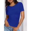 imagePRETTYGARDEN Women 2025 Summer Crew Neck Short Sleeve Tops Ribbed Knit Slim Fit Fashion Basic Tee Shirts Casual Going Out TopRoyal Blue