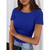 imagePRETTYGARDEN Women 2025 Summer Crew Neck Short Sleeve Tops Ribbed Knit Slim Fit Fashion Basic Tee Shirts Casual Going Out TopRoyal Blue
