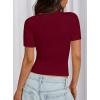 imagePRETTYGARDEN Women 2025 Summer Crew Neck Short Sleeve Tops Ribbed Knit Slim Fit Fashion Basic Tee Shirts Casual Going Out TopWine Red