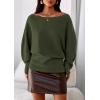 imagePRETTYGARDEN Women Off The Shoulder Sweater 2025 Fall Trendy Long Batwing Sleeve Knit Pullover Going Out Tops Winter ClothingArmy Green