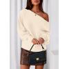 imagePRETTYGARDEN Women Off The Shoulder Sweater 2025 Fall Trendy Long Batwing Sleeve Knit Pullover Going Out Tops Winter ClothingBeige