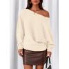 imagePRETTYGARDEN Women Off The Shoulder Sweater 2025 Fall Trendy Long Batwing Sleeve Knit Pullover Going Out Tops Winter ClothingBeige