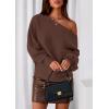 imagePRETTYGARDEN Women Off The Shoulder Sweater 2025 Fall Trendy Long Batwing Sleeve Knit Pullover Going Out Tops Winter ClothingBrown