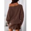 imagePRETTYGARDEN Women Off The Shoulder Sweater 2025 Fall Trendy Long Batwing Sleeve Knit Pullover Going Out Tops Winter ClothingBrown