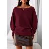 imagePRETTYGARDEN Women Off The Shoulder Sweater 2025 Fall Trendy Long Batwing Sleeve Knit Pullover Going Out Tops Winter ClothingBurgundy