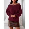 imagePRETTYGARDEN Women Off The Shoulder Sweater 2025 Fall Trendy Long Batwing Sleeve Knit Pullover Going Out Tops Winter ClothingBurgundy