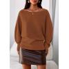 imagePRETTYGARDEN Women Off The Shoulder Sweater 2025 Fall Trendy Long Batwing Sleeve Knit Pullover Going Out Tops Winter ClothingCaramel
