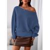 imagePRETTYGARDEN Women Off The Shoulder Sweater 2025 Fall Trendy Long Batwing Sleeve Knit Pullover Going Out Tops Winter ClothingDark Blue
