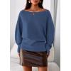 imagePRETTYGARDEN Women Off The Shoulder Sweater 2025 Fall Trendy Long Batwing Sleeve Knit Pullover Going Out Tops Winter ClothingDark Blue