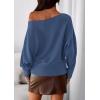imagePRETTYGARDEN Women Off The Shoulder Sweater 2025 Fall Trendy Long Batwing Sleeve Knit Pullover Going Out Tops Winter ClothingDark Blue