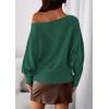 imagePRETTYGARDEN Women Off The Shoulder Sweater 2025 Fall Trendy Long Batwing Sleeve Knit Pullover Going Out Tops Winter ClothingGreen