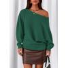 imagePRETTYGARDEN Women Off The Shoulder Sweater 2025 Fall Trendy Long Batwing Sleeve Knit Pullover Going Out Tops Winter ClothingGreen