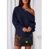 imagePRETTYGARDEN Women Off The Shoulder Sweater 2025 Fall Trendy Long Batwing Sleeve Knit Pullover Going Out Tops Winter ClothingNavy Blue
