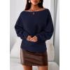 imagePRETTYGARDEN Women Off The Shoulder Sweater 2025 Fall Trendy Long Batwing Sleeve Knit Pullover Going Out Tops Winter ClothingNavy Blue
