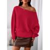 imagePRETTYGARDEN Women Off The Shoulder Sweater 2025 Fall Trendy Long Batwing Sleeve Knit Pullover Going Out Tops Winter ClothingRed