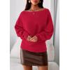 imagePRETTYGARDEN Women Off The Shoulder Sweater 2025 Fall Trendy Long Batwing Sleeve Knit Pullover Going Out Tops Winter ClothingRed
