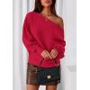 imagePRETTYGARDEN Women Off The Shoulder Sweater 2025 Fall Trendy Long Batwing Sleeve Knit Pullover Going Out Tops Winter ClothingRed