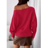 imagePRETTYGARDEN Women Off The Shoulder Sweater 2025 Fall Trendy Long Batwing Sleeve Knit Pullover Going Out Tops Winter ClothingRed
